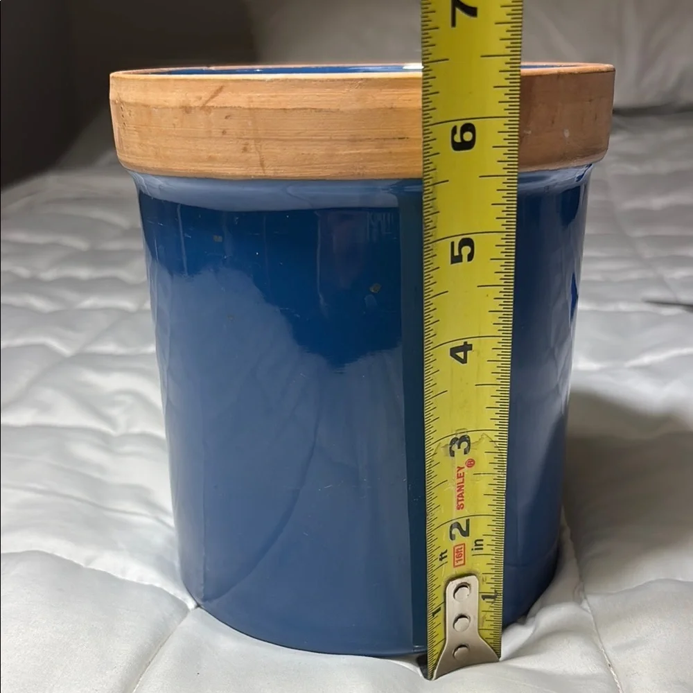 Blue Ceramic Crock Jar